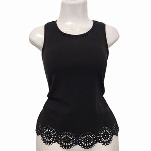 LOFT - Black Sleeveless Eyelet Scalloped Blouse
